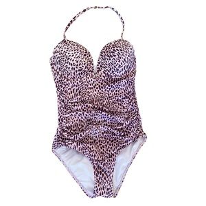 VICTORIA’S SECRET  Pink Animal Print Halter Swimsuit Size 34B